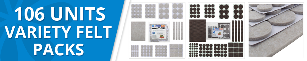 various size pack of 106 self adhesive furniture felt pads
